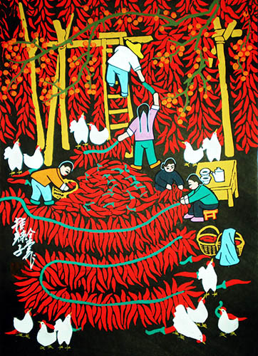 Peasant Watercolor Painting,36cm x 52cm(14〃 x 20〃),cqt7103005-z