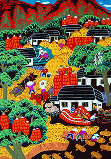 Peasant Watercolor Painting,36cm x 52cm,cqt7103009-x