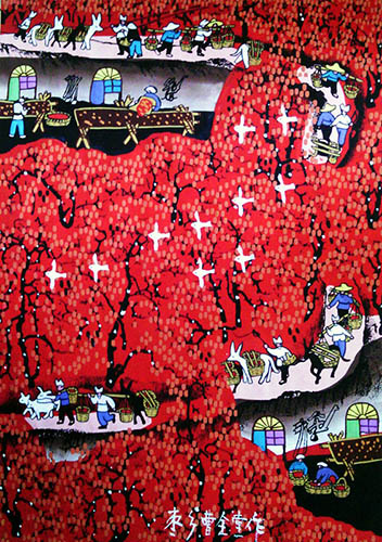 Peasant Watercolor Painting,36cm x 52cm(14〃 x 20〃),cqt7103024-z