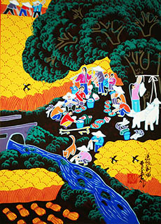 Peasant Watercolor Painting,36cm x 52cm,cqt7103017-x