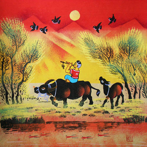 Peasant Watercolor Painting,25cm x 25cm(10〃 x 10〃),zqy7105002-z