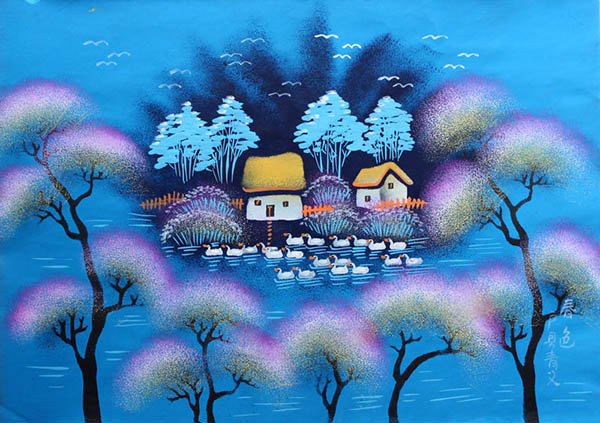 Peasant Watercolor Painting,36cm x 52cm(14〃 x 20〃),zqy7105027-z